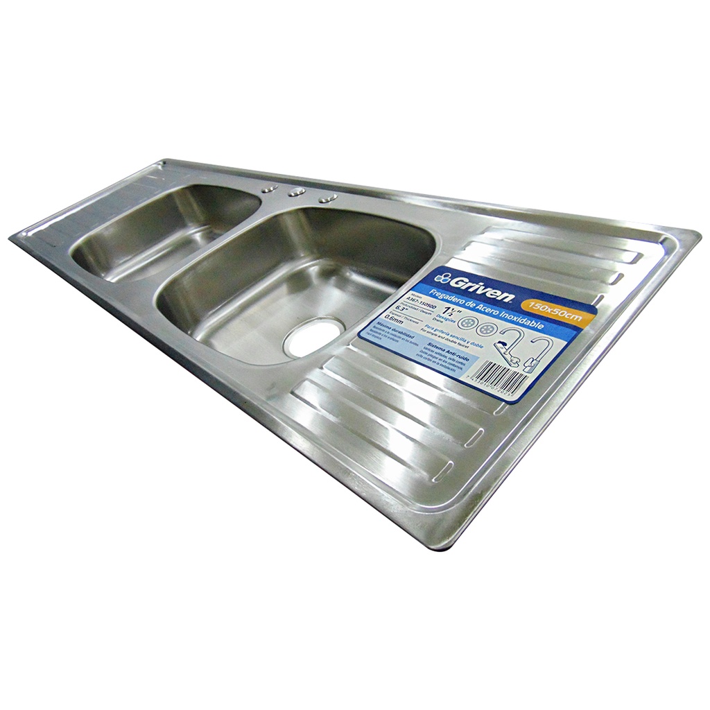 Fregadero doble con doble escurridor GRIVEN (150cm x 50cm)