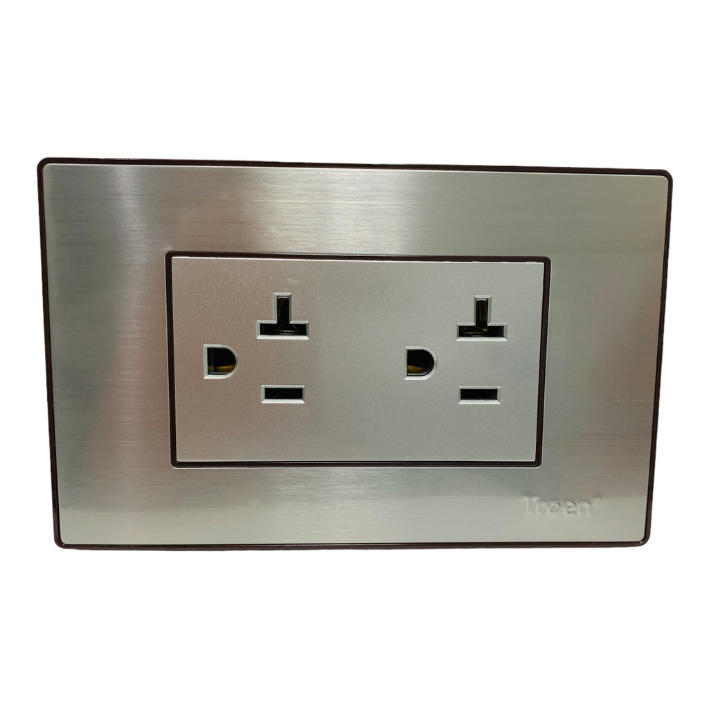 Tomacorriente doble 2p + t 20a TROEN (acero inoxidable)