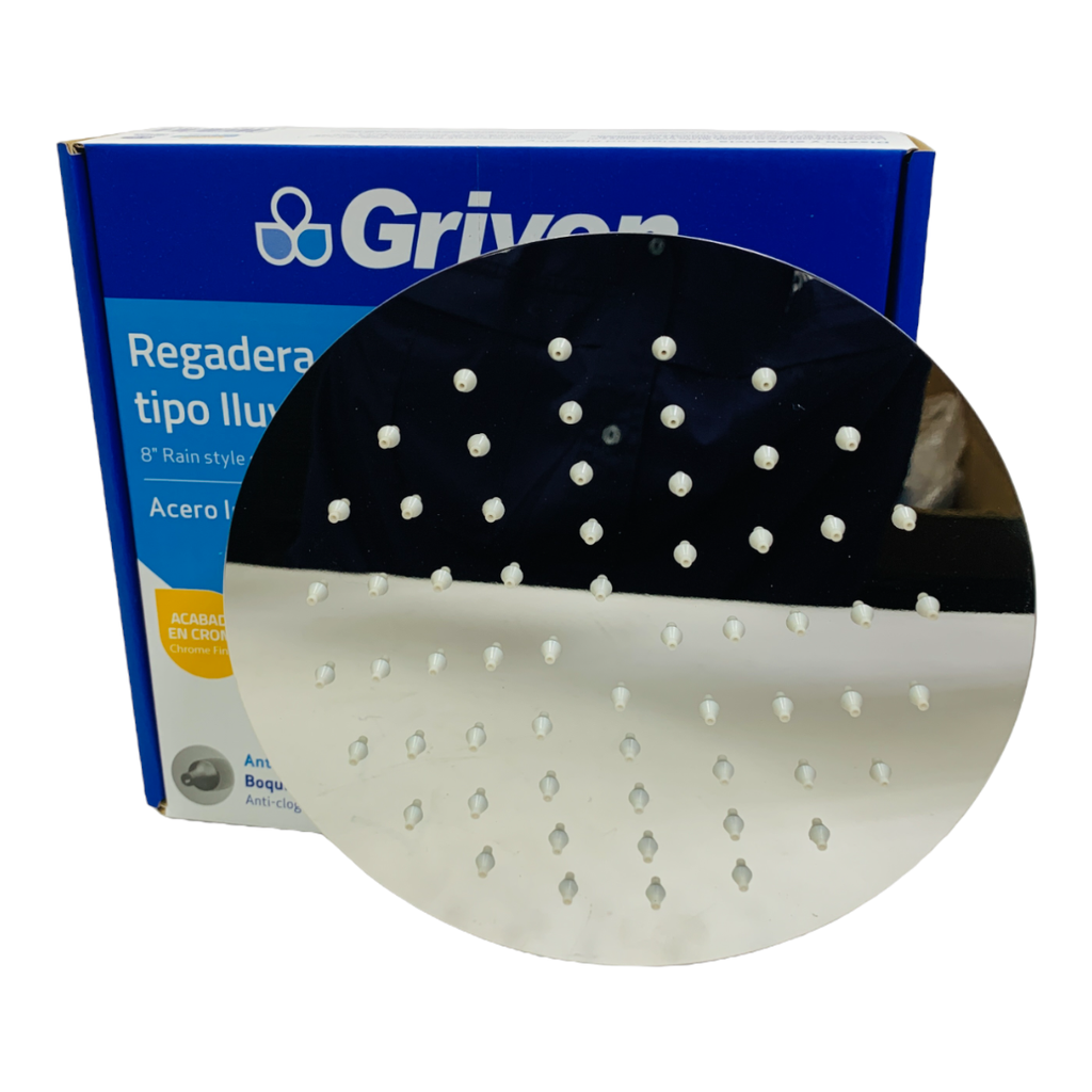Regadera tipo lluvia 8'' GRIVEN (cromada)