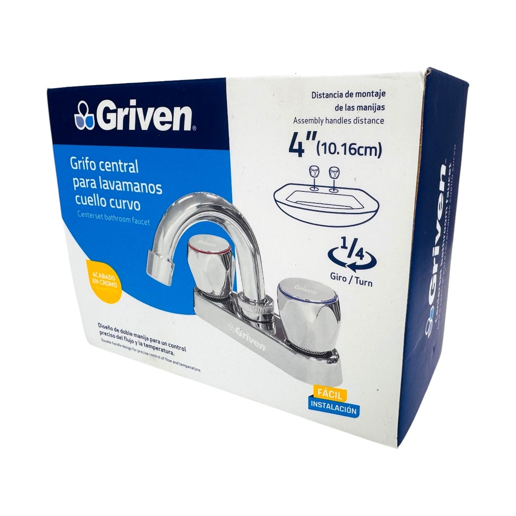 Griferia para lavamanos 4" cromada GRIVEN