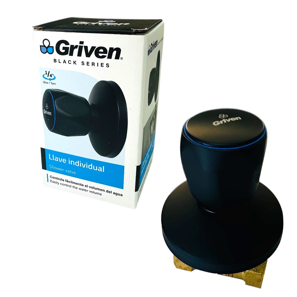 Llave de ducha individual hr1/2'' x hr1/2'' GRIVEN (negro mate)