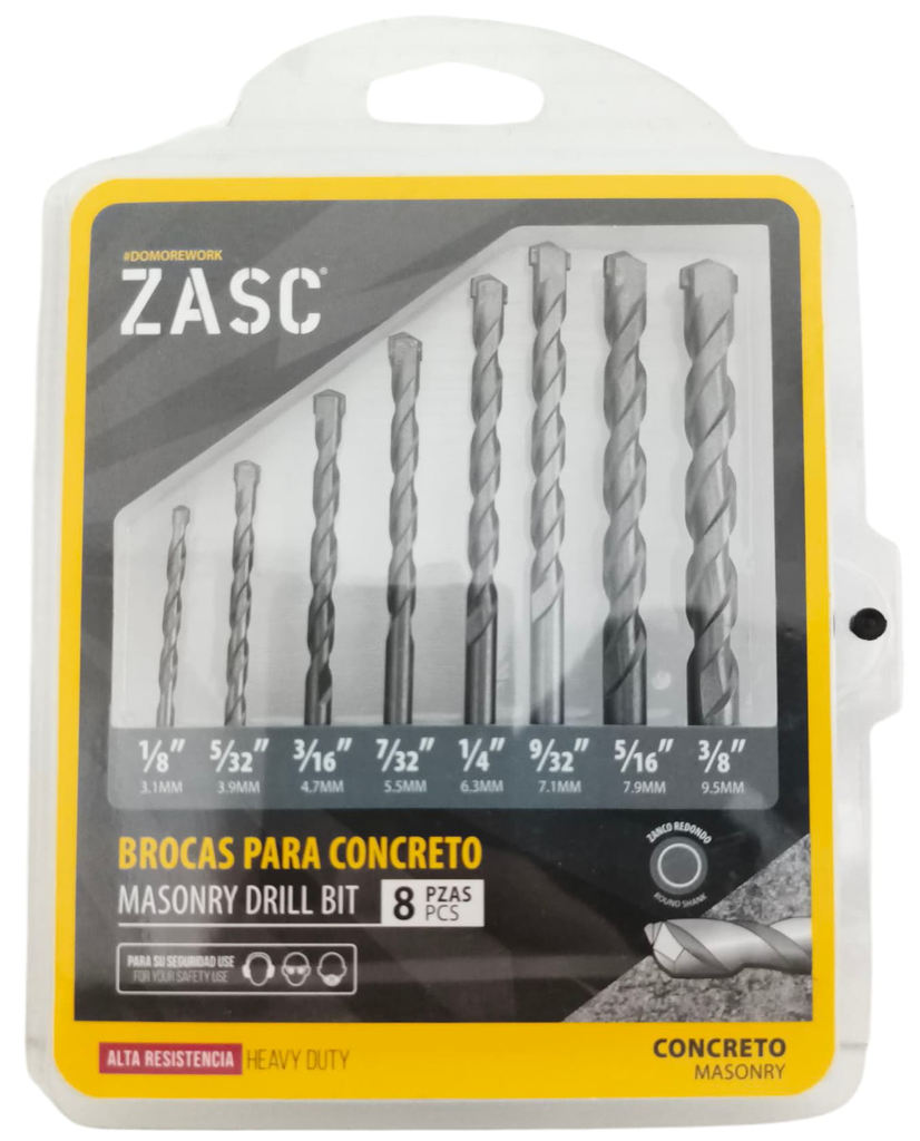 Mecha para concreto 1/8"-3/8" ZASC (set 8pz)