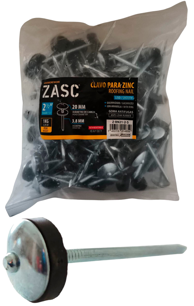 Clavo para techo 2.1/2" x 20mm x 3.8mm ZASC (1Kg)