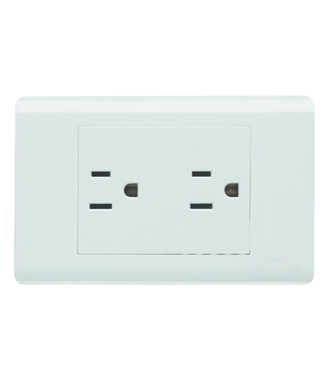 Toma doble con tierra elite blanco 127-250v 15amp LUMISTAR
