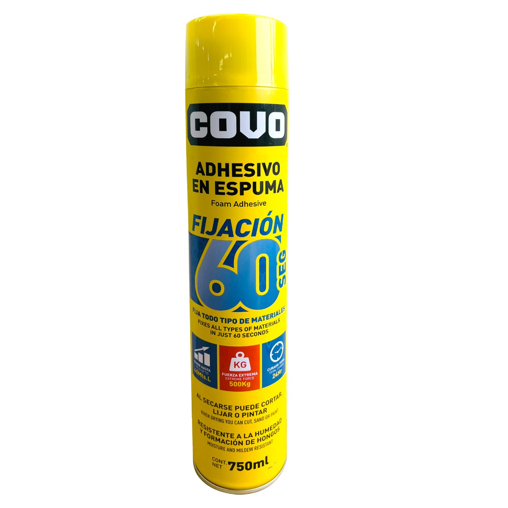 ADHESIVO EN ESPUMA (FIJATODO) 60 SEGUNDOS 750ML COVO