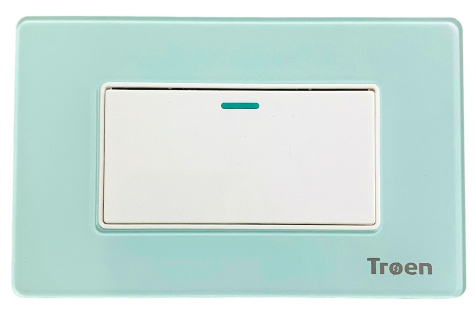 INTERRUPTOR SENCILLO ACRILICO VERDE AGUA 10A TROEN