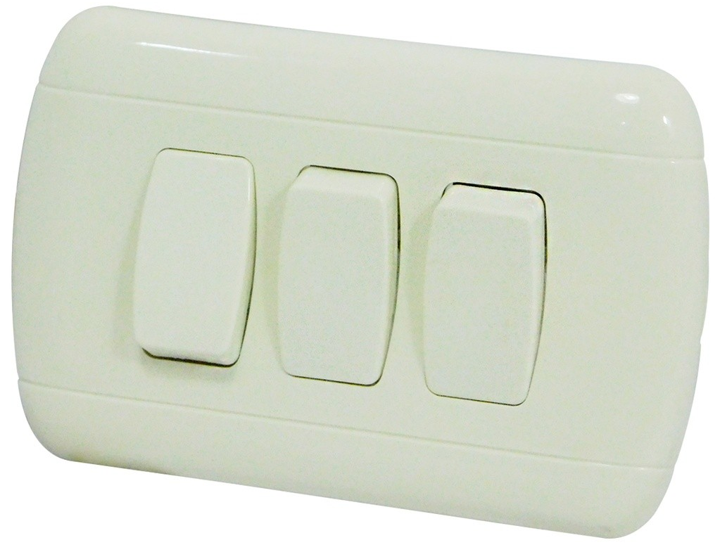 INTERRUPTOR TRIPLE 127 V BLANCO HUESO TROEN