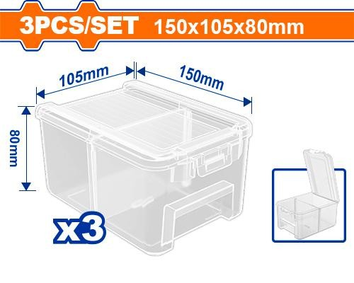 JUEGO DE CAJAS DE PLASTICO TRANSPARENTE 3 PIEZAS WADFOW