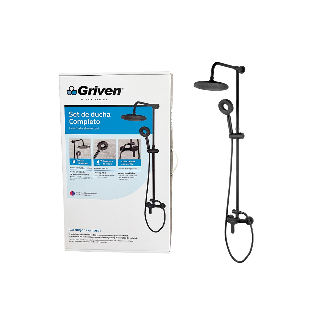 JUEGO DE REGADERA Y DUCHA NEGRO GRIVEN