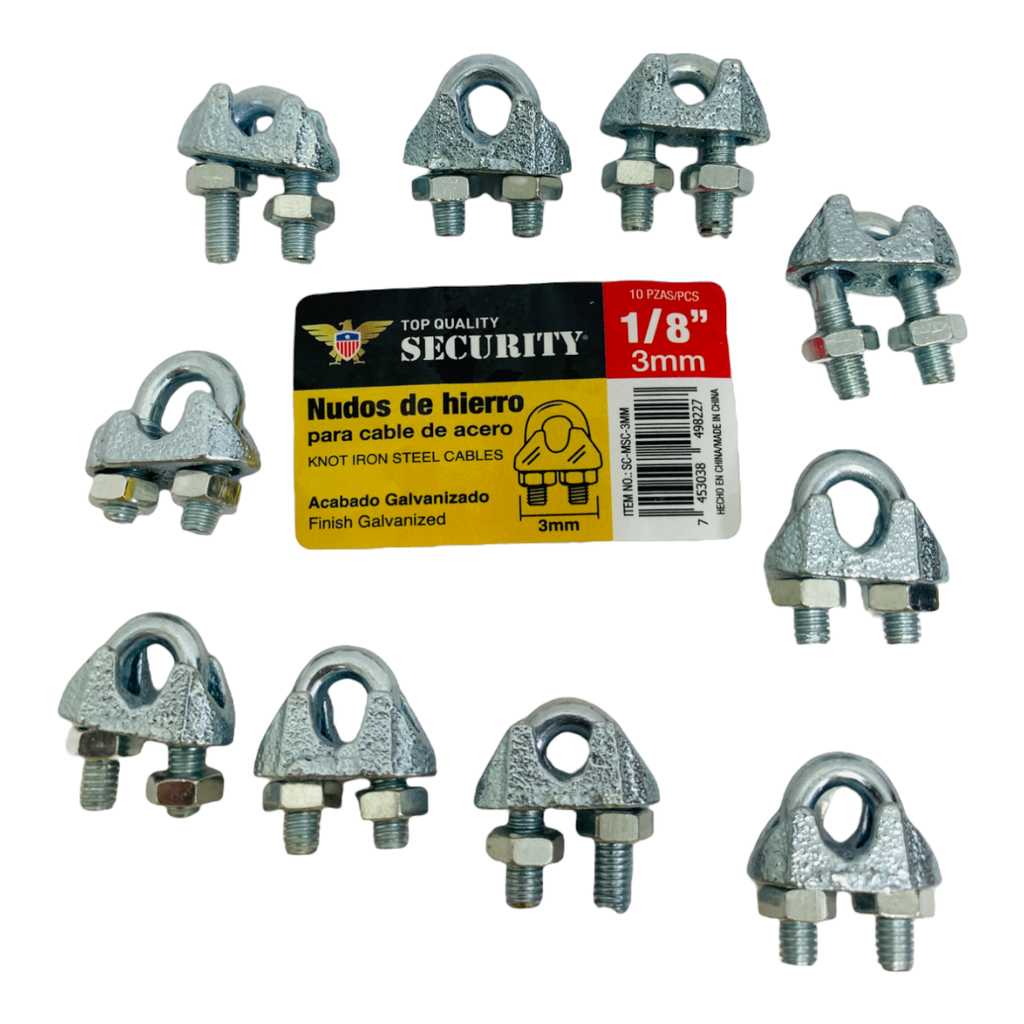 Perro para guaya 1/8'' SECURITY (Set 10Pzs)