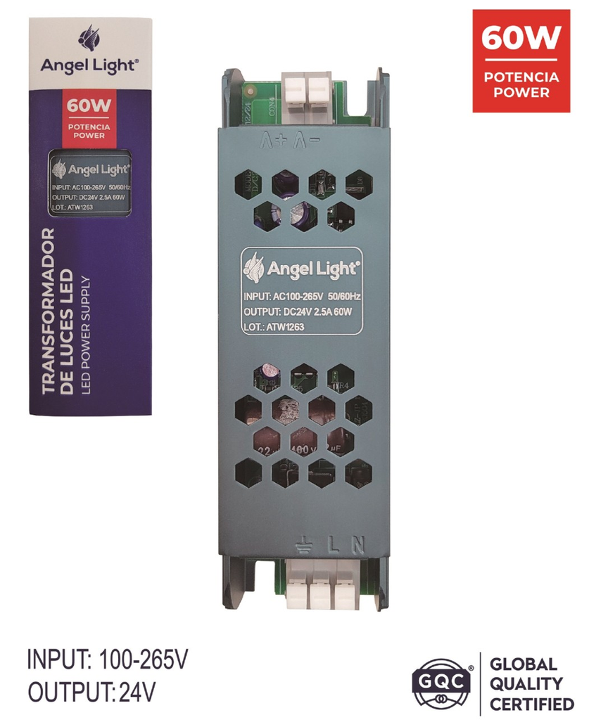 TRANSFORMADOR DE LUCES LED 60W 24V ANGEL LIGHT