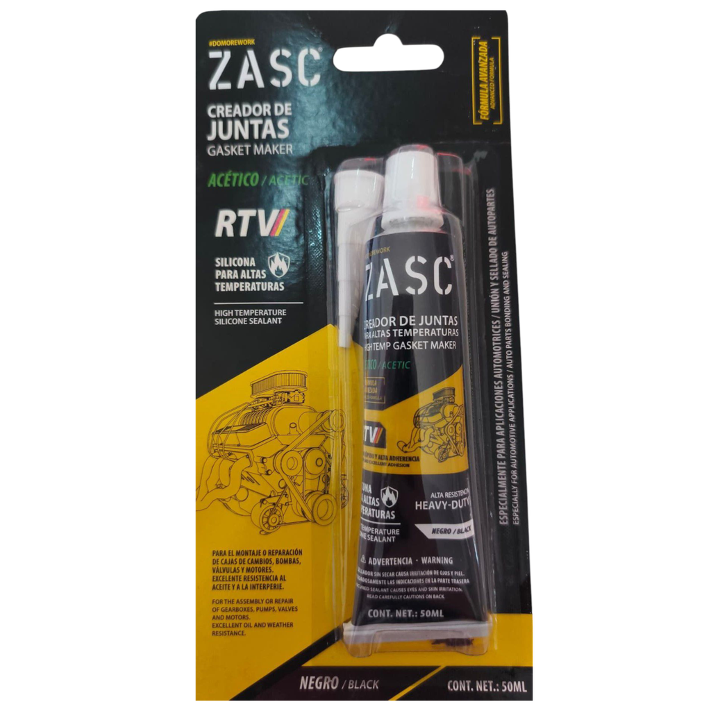 Silicon acético rtv alta temperatura negro ZASC (50ml)