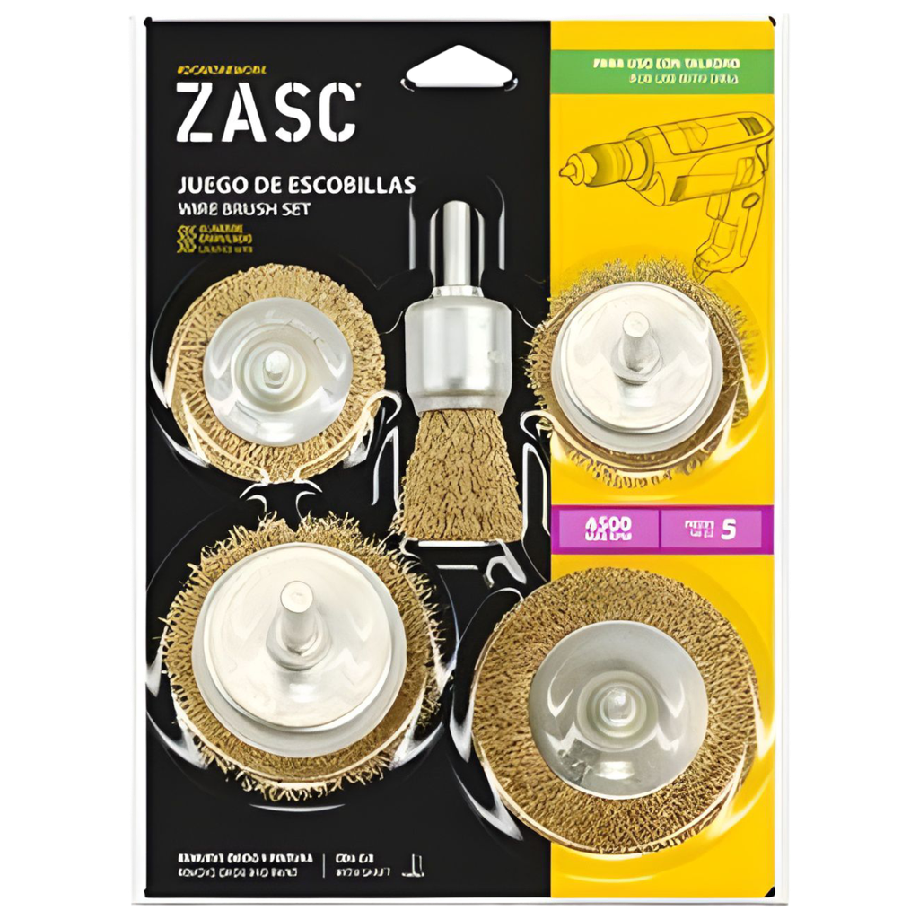Cepillo de alambre ondulado tipo espiga 1/4'' ZASC (set 5pz)