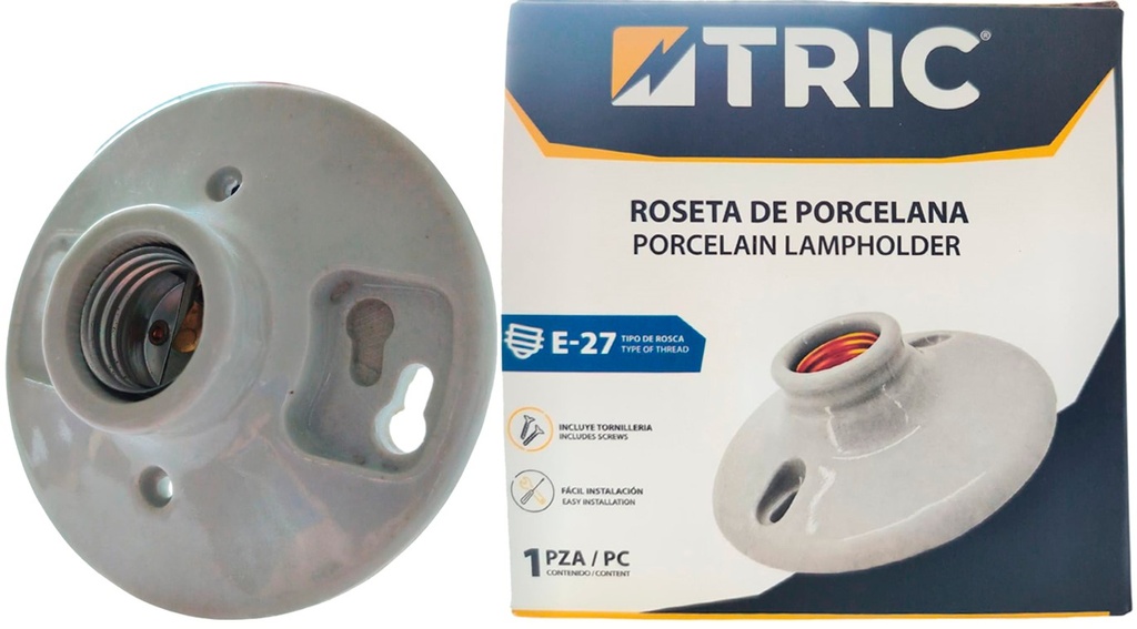 Sócate plafón de porcelana 4.1/2'' e27 ac127-250v TRIC (máximo 660w)