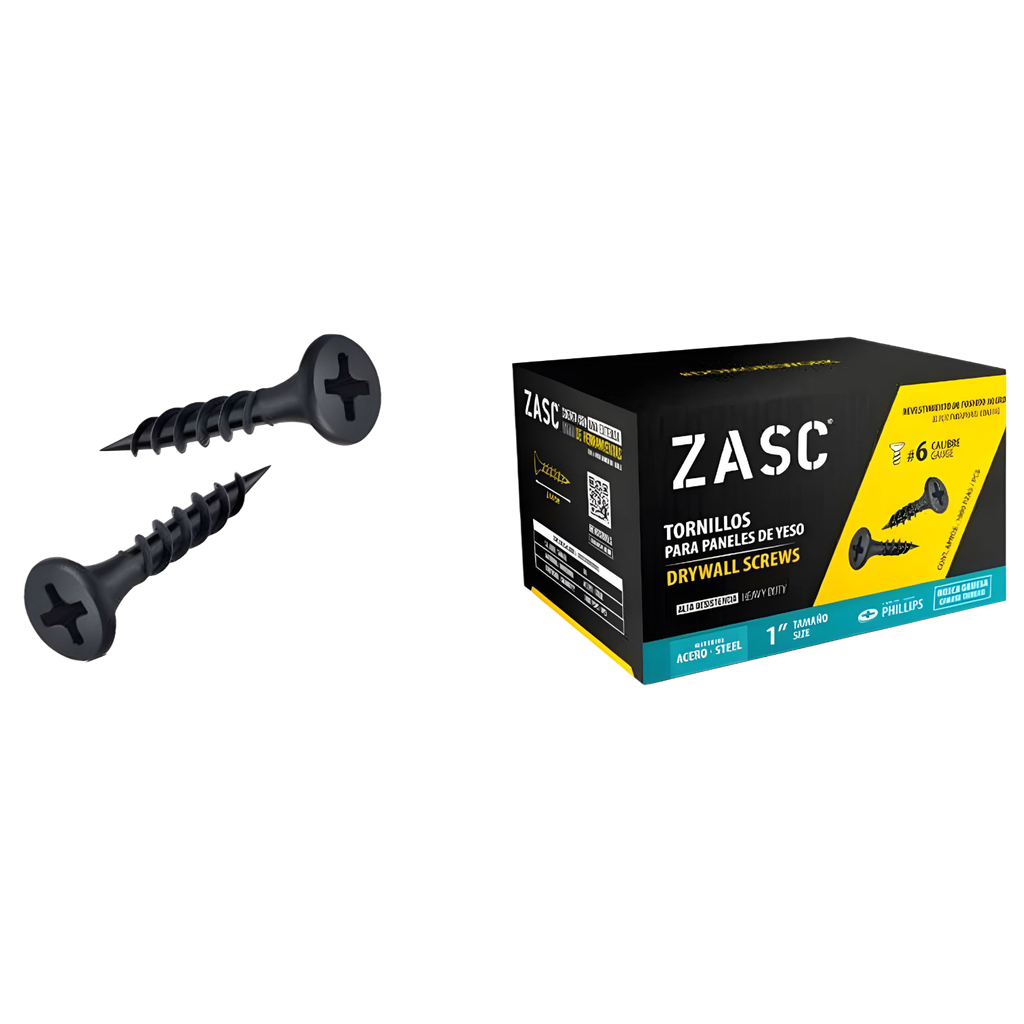 Tornillo para drywall rosca gruesa 6 x 1" ZASC (set 1000pz)