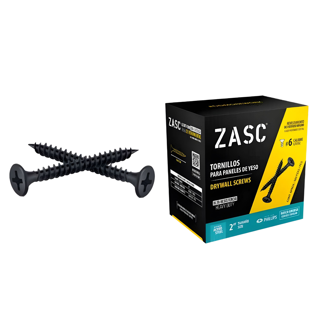 Tornillo para drywall rosca gruesa 6 x 2" ZASC (set 500pz)