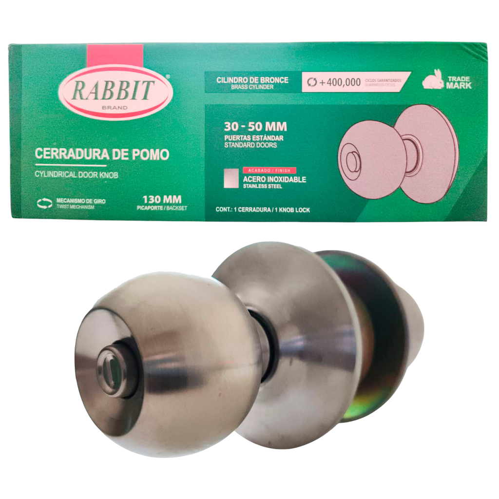 Cerradura de pomo acero inoxidable RABBIT (baño) *