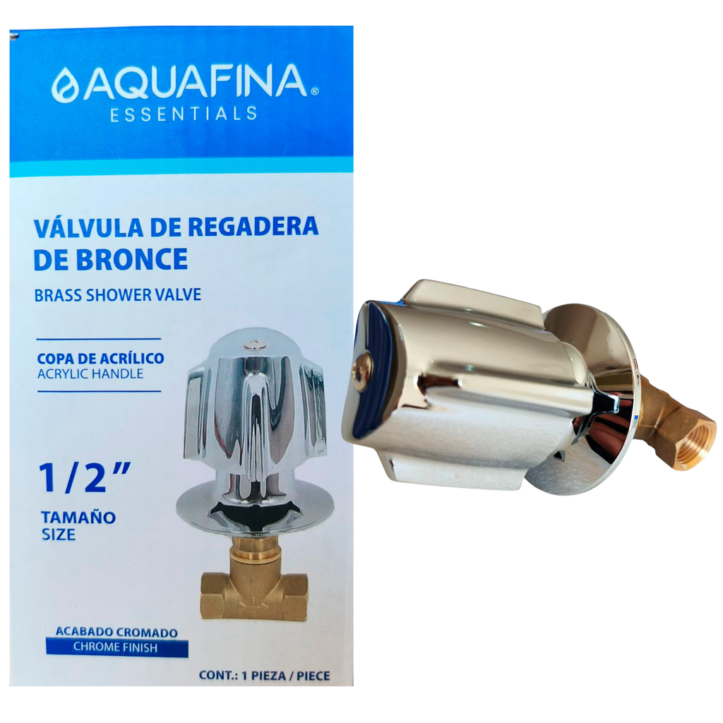 Válvula de bronce para ducha individual hr1/2'' x hr1/2'' AQUAFINA (cromado)