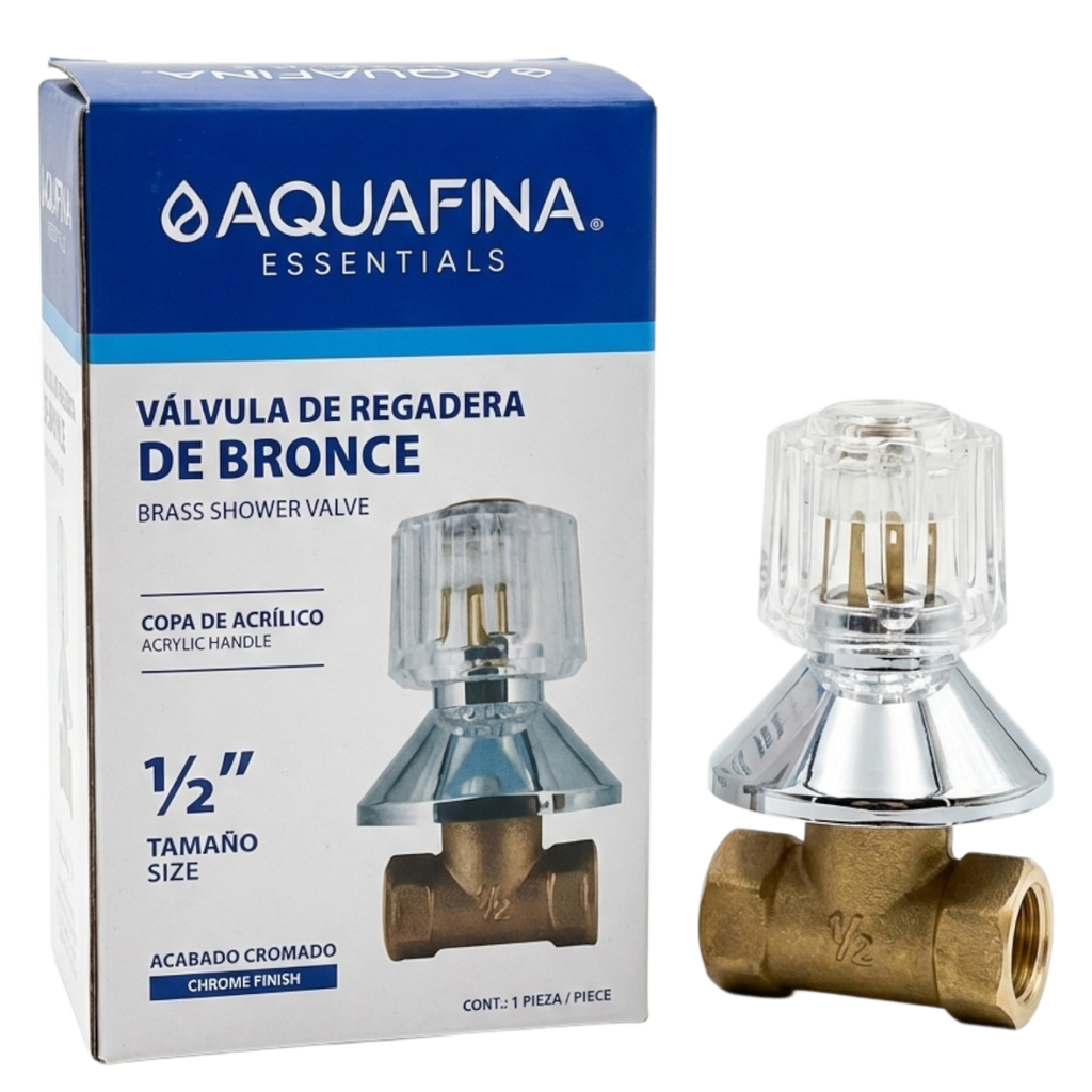 Válvula de bronce para ducha individual hr1/2'' x hr1/2'' AQUAFINA (cromado)