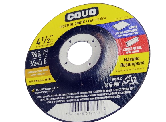 Disco abrasivo 4.1/2" x 1/25'' x 7/8'' COVO (centro deprimido)
