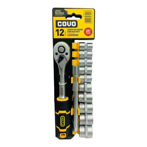 Dados sae con ratchet ataque 3/8" COVO (set 12pz)