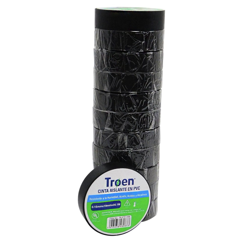 Teipe eléctrico 19mm x 20,1metros TROEN