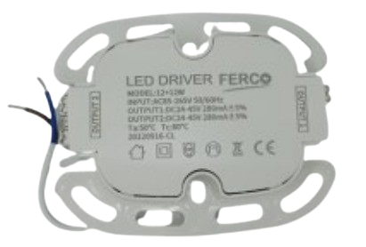 Driver de rotacion para lampara led 12W AC85-265V FERCO