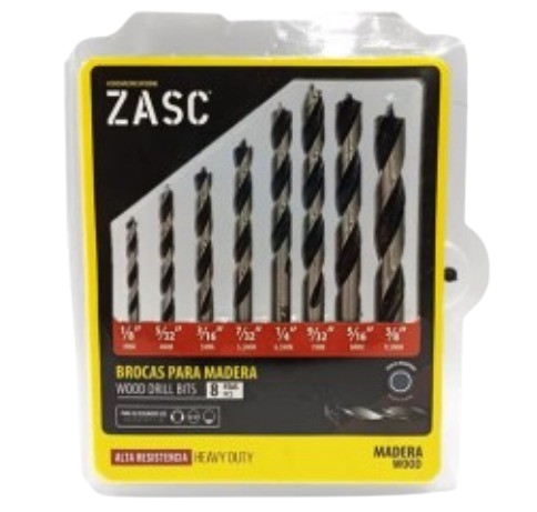 Juego de mechas para madera 1/8" - 3/8" (8Pzs) ZASC