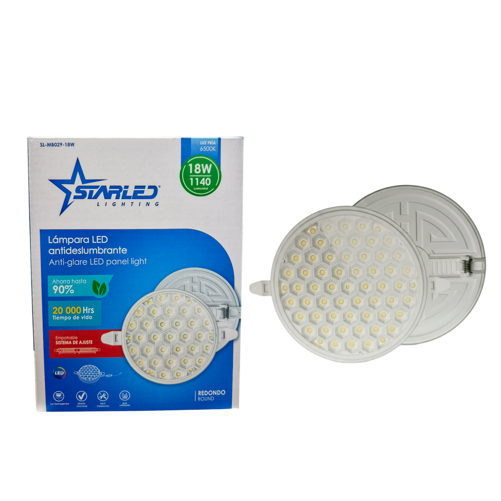 Lampara led empotrar redonda antideslumbrante 18W AC85-265V 6500K STARLED
