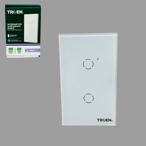 Interruptor inteligente doble 110/240V 10A TROEN (Blanco)