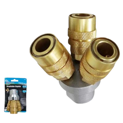 Acoplador rapido de tres vias 3/8"-1/4" BRUFER