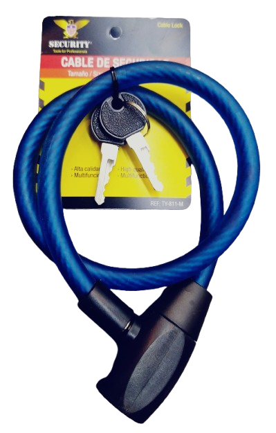 Candado tipo cable para bicicleta 12.5mm x 740mm (2 Llaves) SECURITY