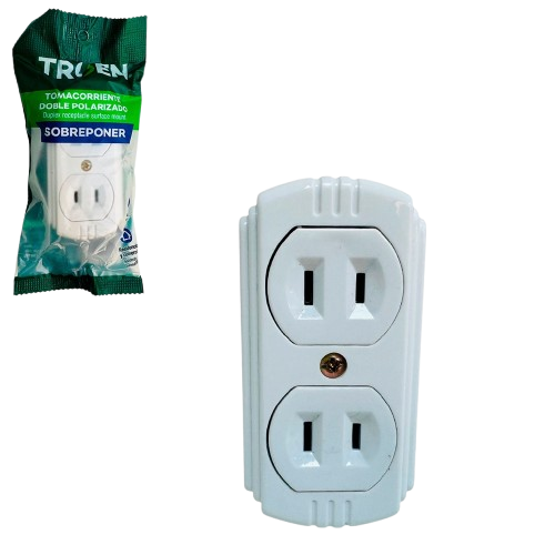 Tomacorriente doble sobreponer 125V/ 15A TROEN (Blanco)