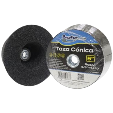 Copa abrasiva 5'' x 2'' x 5/8'' grano #80 BRUFER