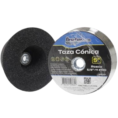Copa abrasiva 5'' x 2'' x 5/8'' grano #100 BRUFER