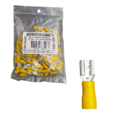 Terminal hembra amarillo 250mm x 0.32 (Set 100pzs) CONINCA 12-10AWG