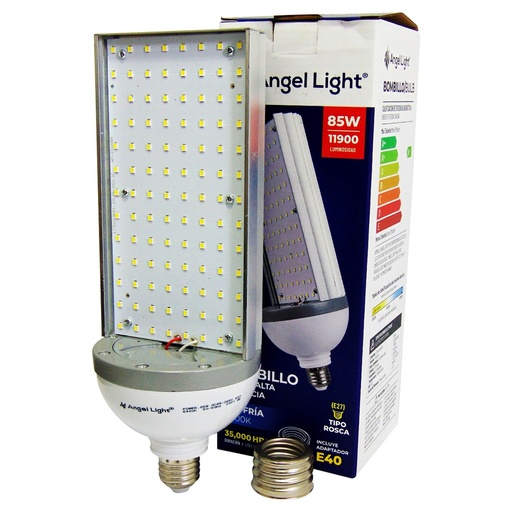 [A105-HCLD-85W] Bombillo led e27 85w ac85-265v 6400k ANGEL LIGHT (incluye adaptador e40)
