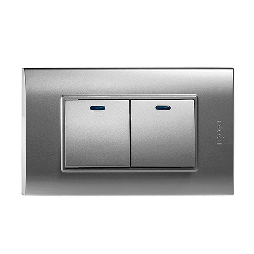 [B514-S] Interruptor doble IGOTO (serie b silver)