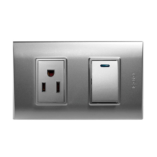[B316-S] Interruptor + toma corriente 2p + t IGOTO (serie b silver)
