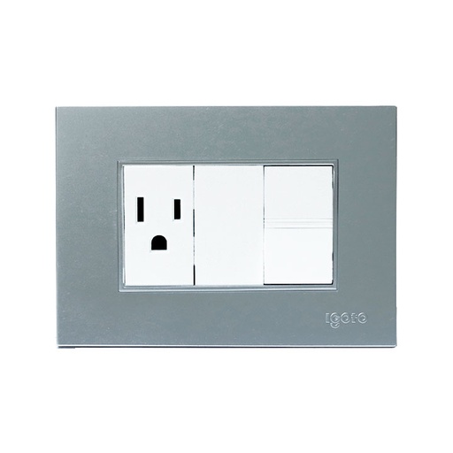 [Z316-S] Interruptor + tomacorriente 2p + t IGOTO (serie z silver)