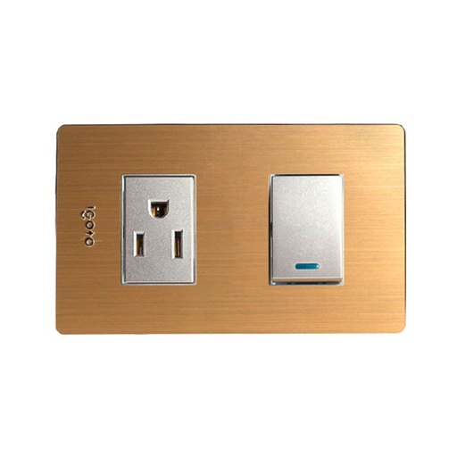 [X316] Interruptor + tomacorriente doble 2p + t IGOTO (serie x gold)