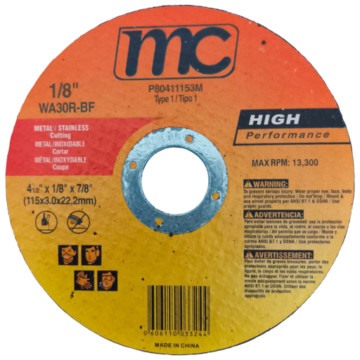 [P80411153M] Disco abrasivo 4.1/2'' x 1/8'' x 7/8'' MC (centro plano)