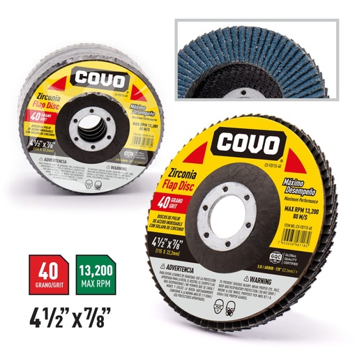 Disco flap 4.1/2'' COVO (zirconio)