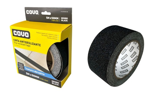 [CV-AST50X5-BK] Cinta antideslizante negra 5 metros ancho 50mm COVO
