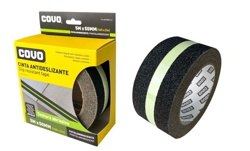 [CV-AST50X5-LS] Cinta antideslizante fotoluminiscente 5 metros ancho 50mm COVO