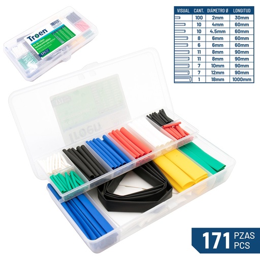 [TR-BH02] Termocontraibles TROEN (set 171 piezas)