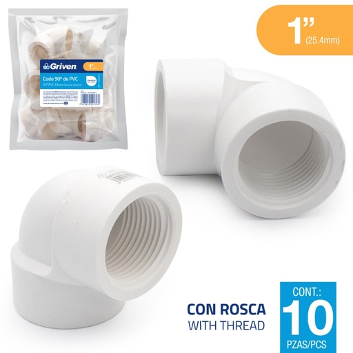 Codo pvc hr x hr GRIVEN (por unidad)