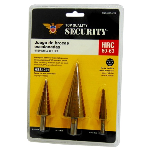 [A145-SDRB-3PCS] Brocas escalonadas SECURITY (set 3 pz)