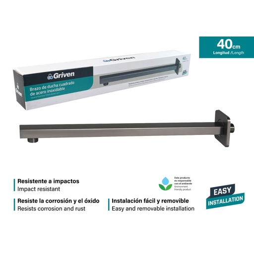 [GV-SHQ4-S] Brazo para regadera GRIVEN (gun metal)