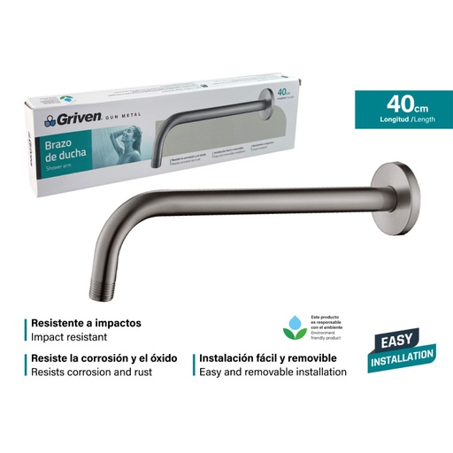 [GV-SRQM4] Brazo para regadera GRIVEN (gun metal)